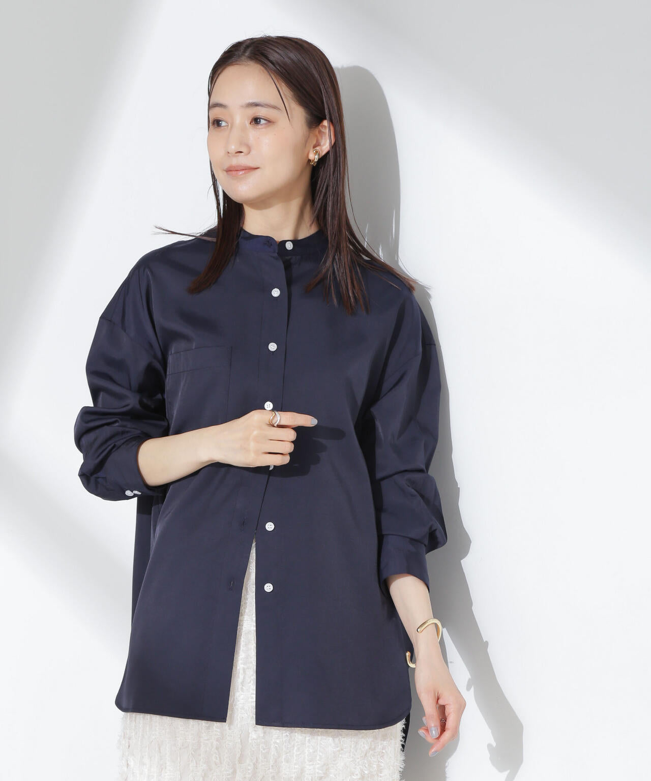 とろみバンドカラーシャツ 6735120317