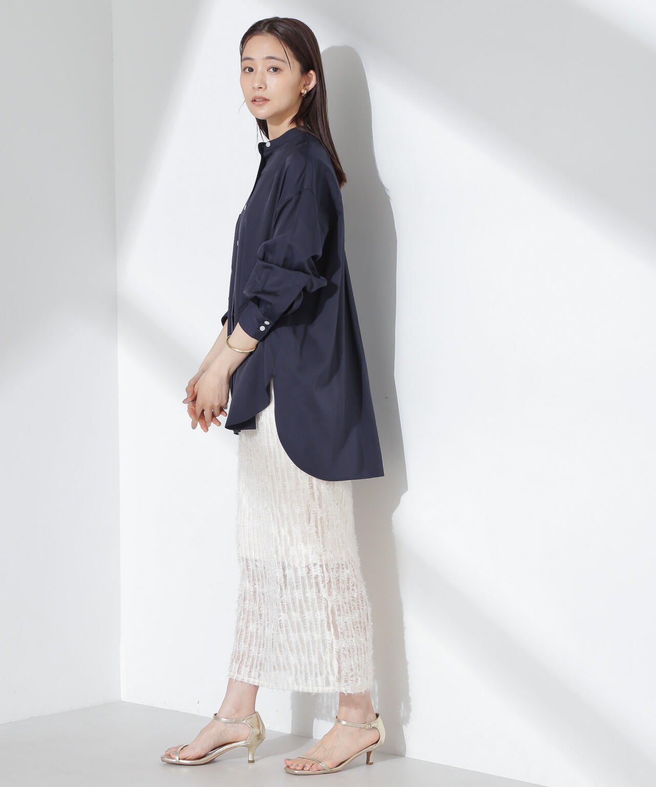 とろみバンドカラーシャツ 6735120317