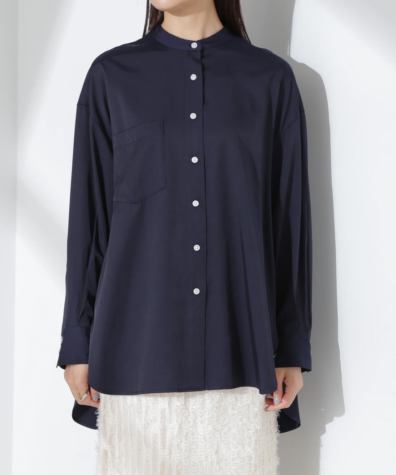 とろみバンドカラーシャツ 6735120317