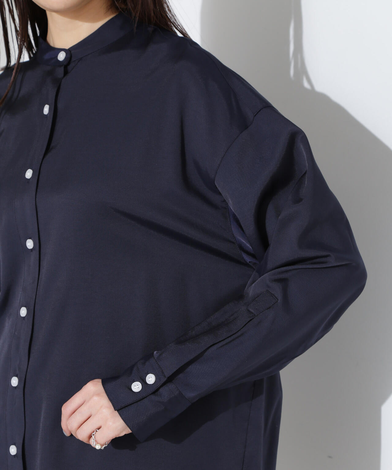 とろみバンドカラーシャツ 6735120317