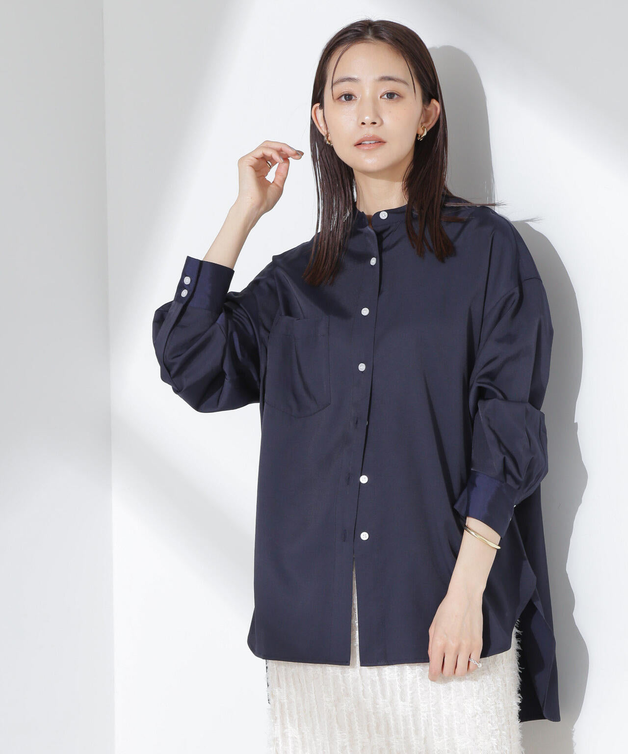 とろみバンドカラーシャツ 6735120317