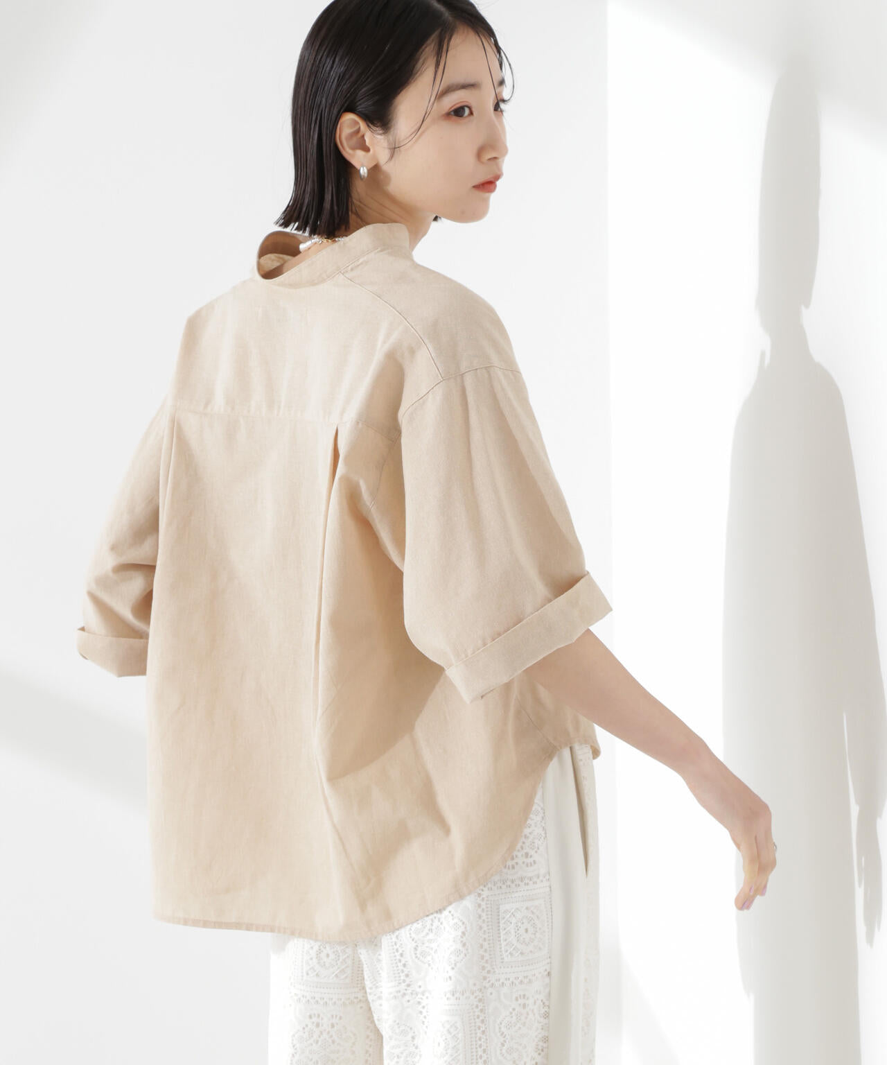 綿麻COOLMAX5分袖シャツ(セットアップ可) 6735121300