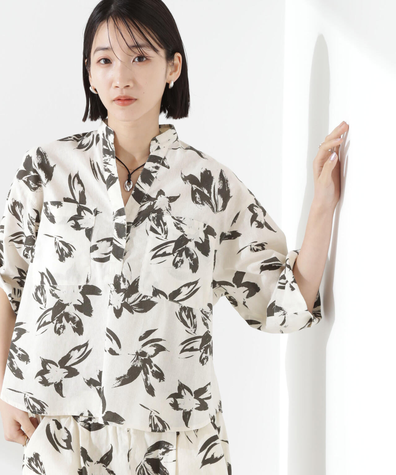 綿麻COOLMAX5分袖シャツ(セットアップ可) 6735121300