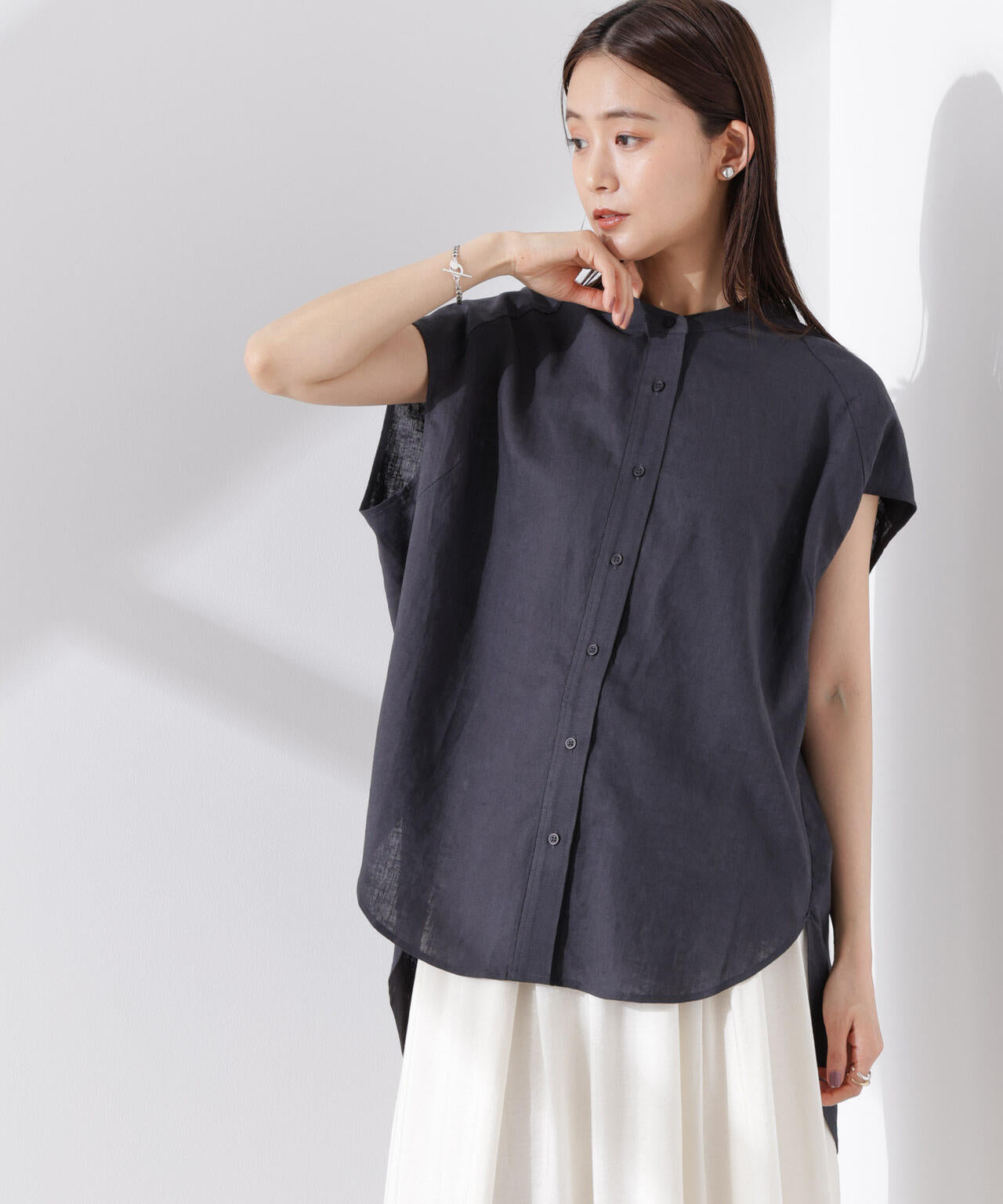 Anti Smell Linen フレンチスリーブシャツ 6735121302
