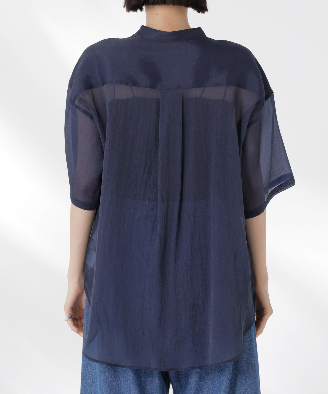 バンドカラーシアー半袖シャツ 6735121321