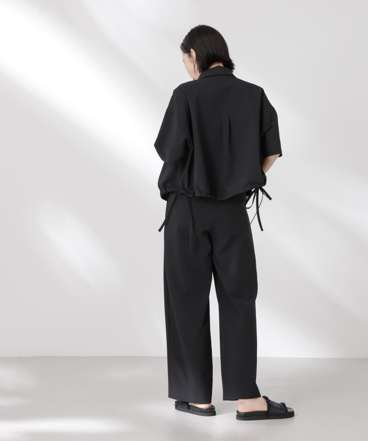 ドロストリボンヘムクロップドサッカーシャツ(セットアップ可) 6735121322