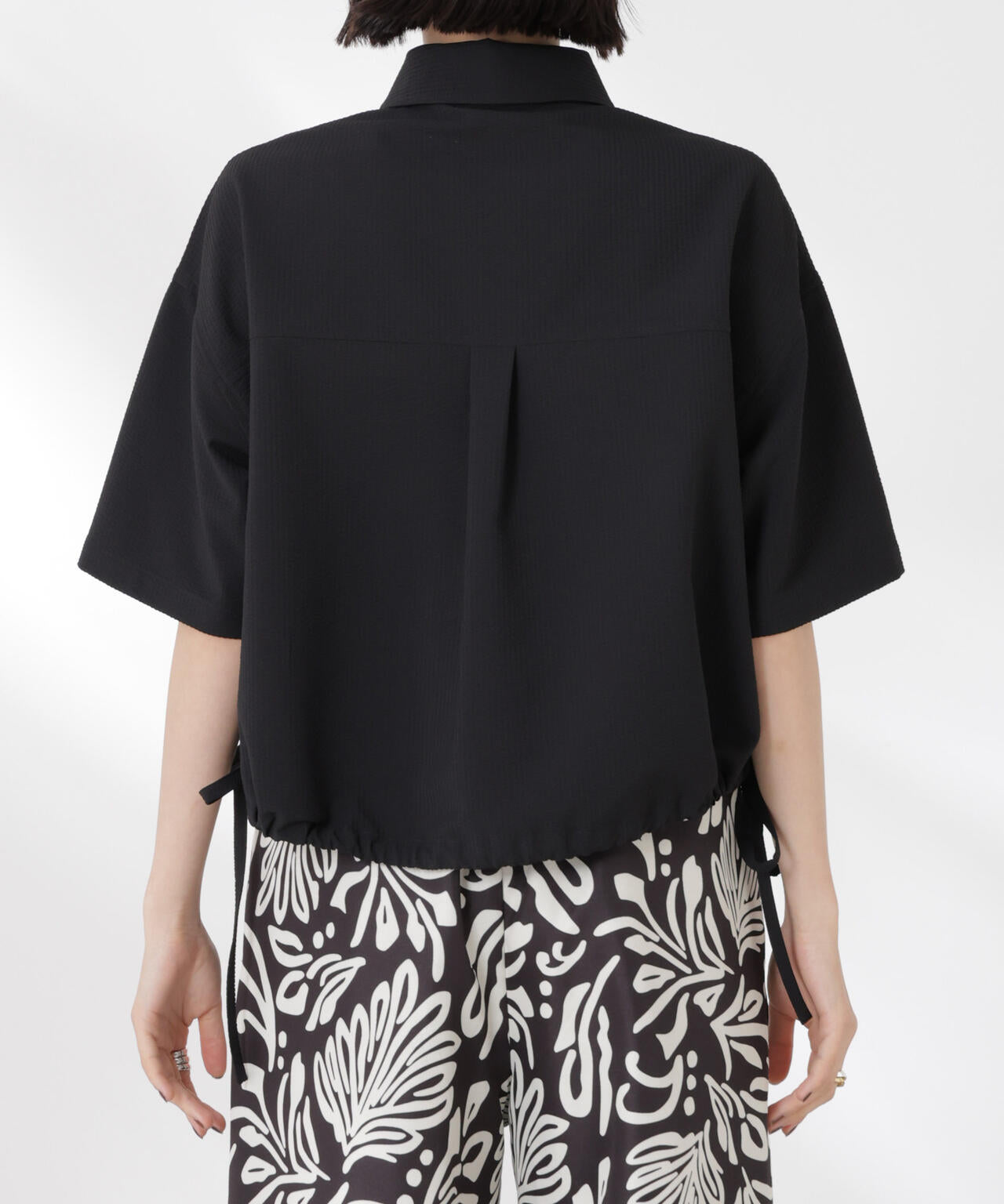 ドロストリボンヘムクロップドサッカーシャツ(セットアップ可) 6735121322