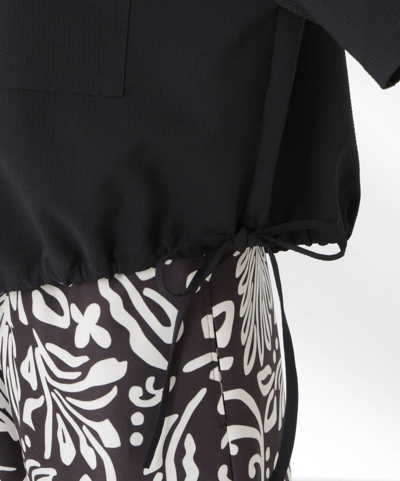 ドロストリボンヘムクロップドサッカーシャツ(セットアップ可) 6735121322