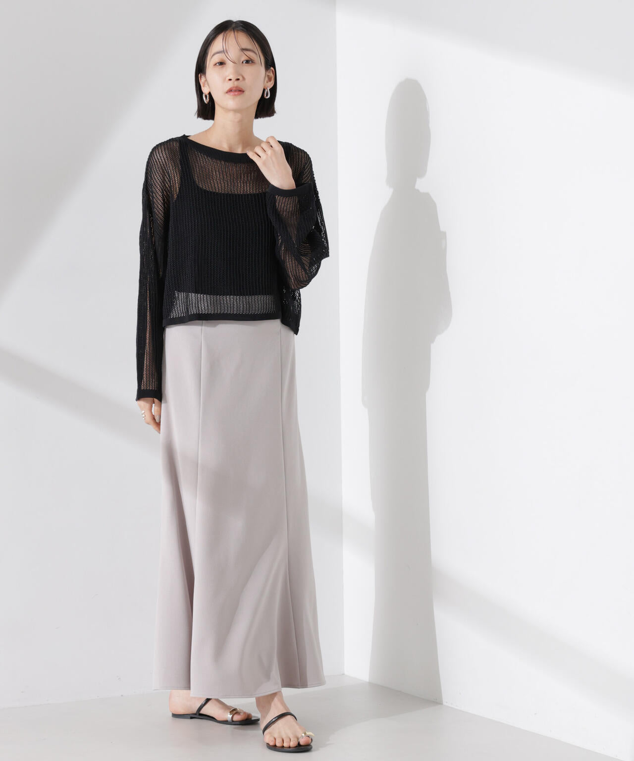 クロップドメッシュニットトップス 6735122330