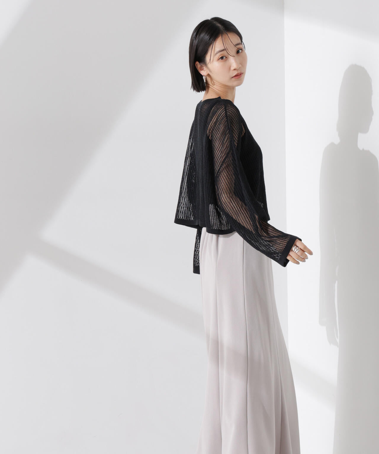 クロップドメッシュニットトップス 6735122330