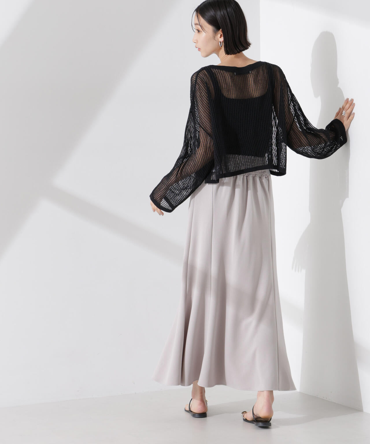 クロップドメッシュニットトップス 6735122330