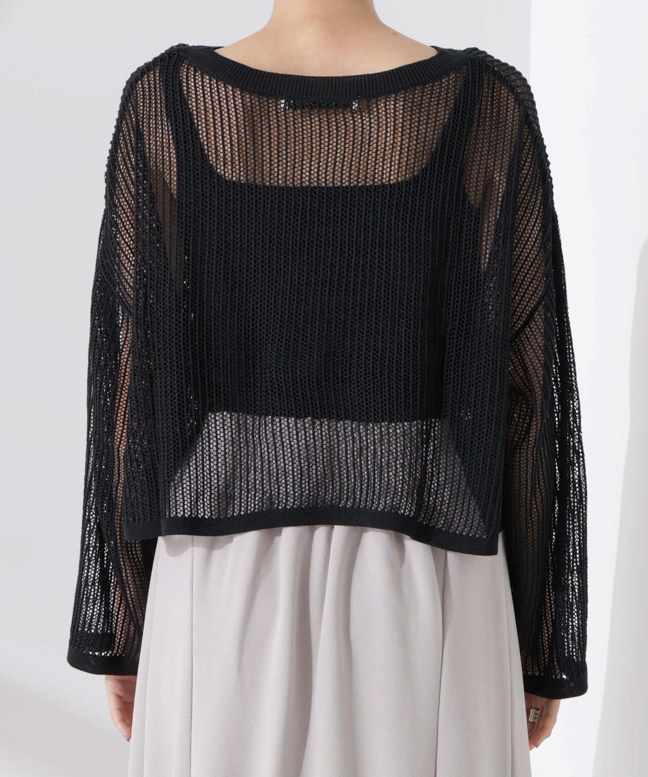 クロップドメッシュニットトップス 6735122330