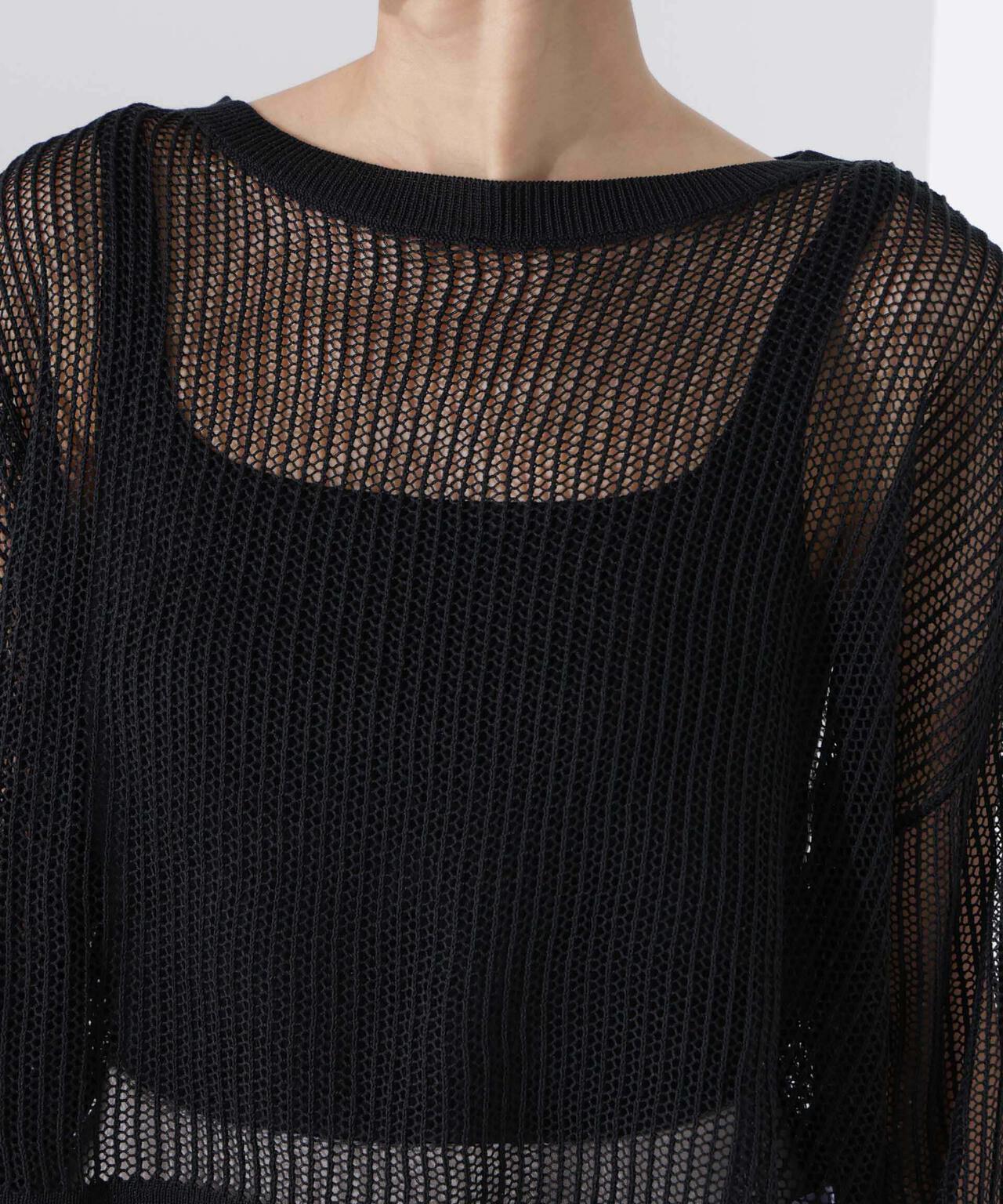 クロップドメッシュニットトップス 6735122330