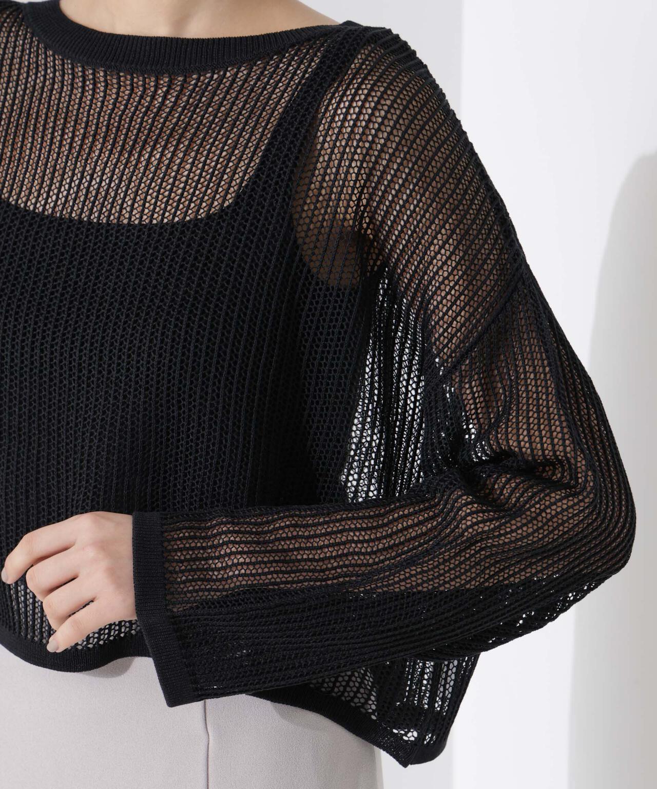 クロップドメッシュニットトップス 6735122330