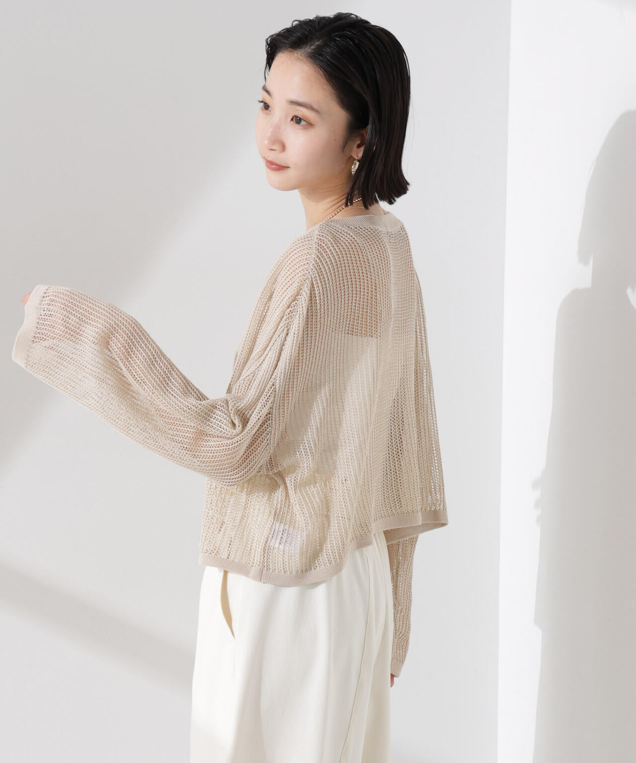 クロップドメッシュニットトップス 6735122330