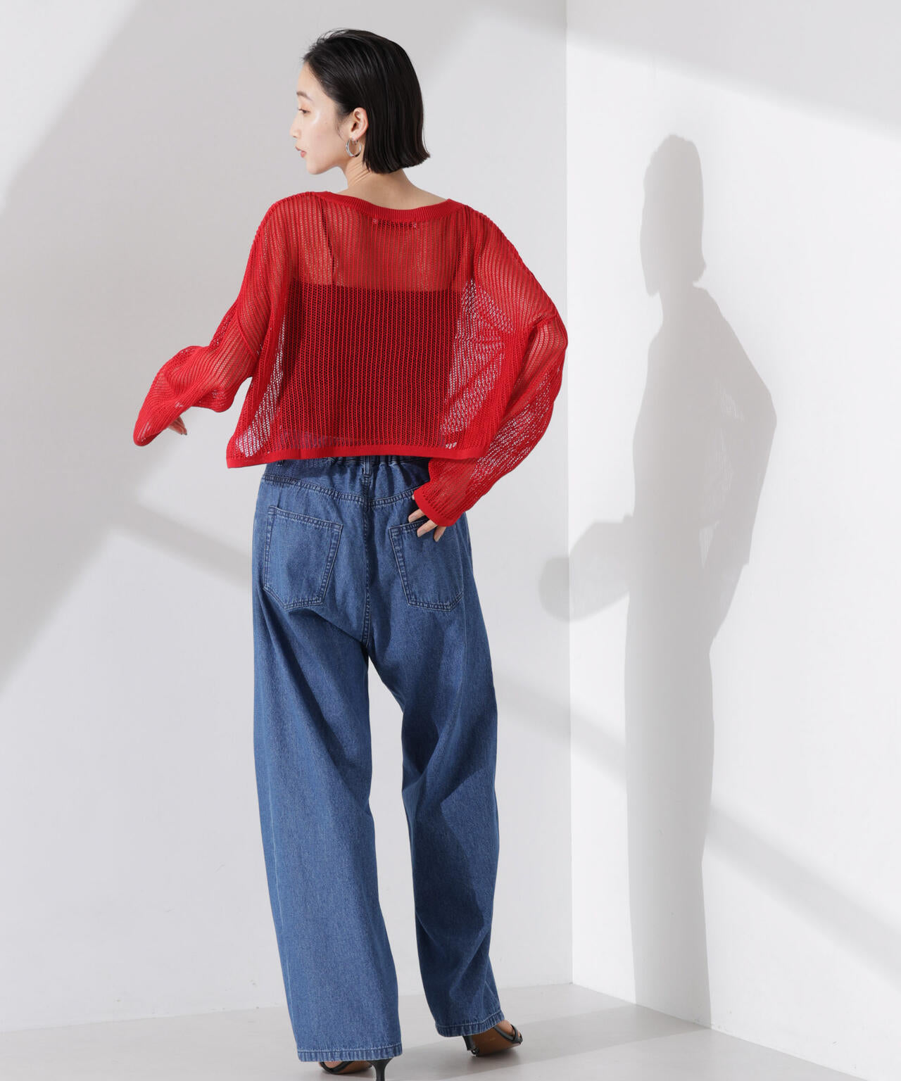 クロップドメッシュニットトップス 6735122330