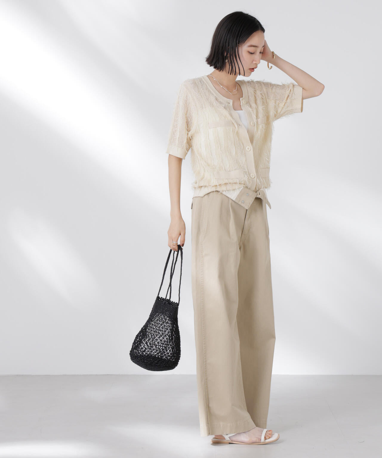 カットフリンジニットカーディガン 6735122337