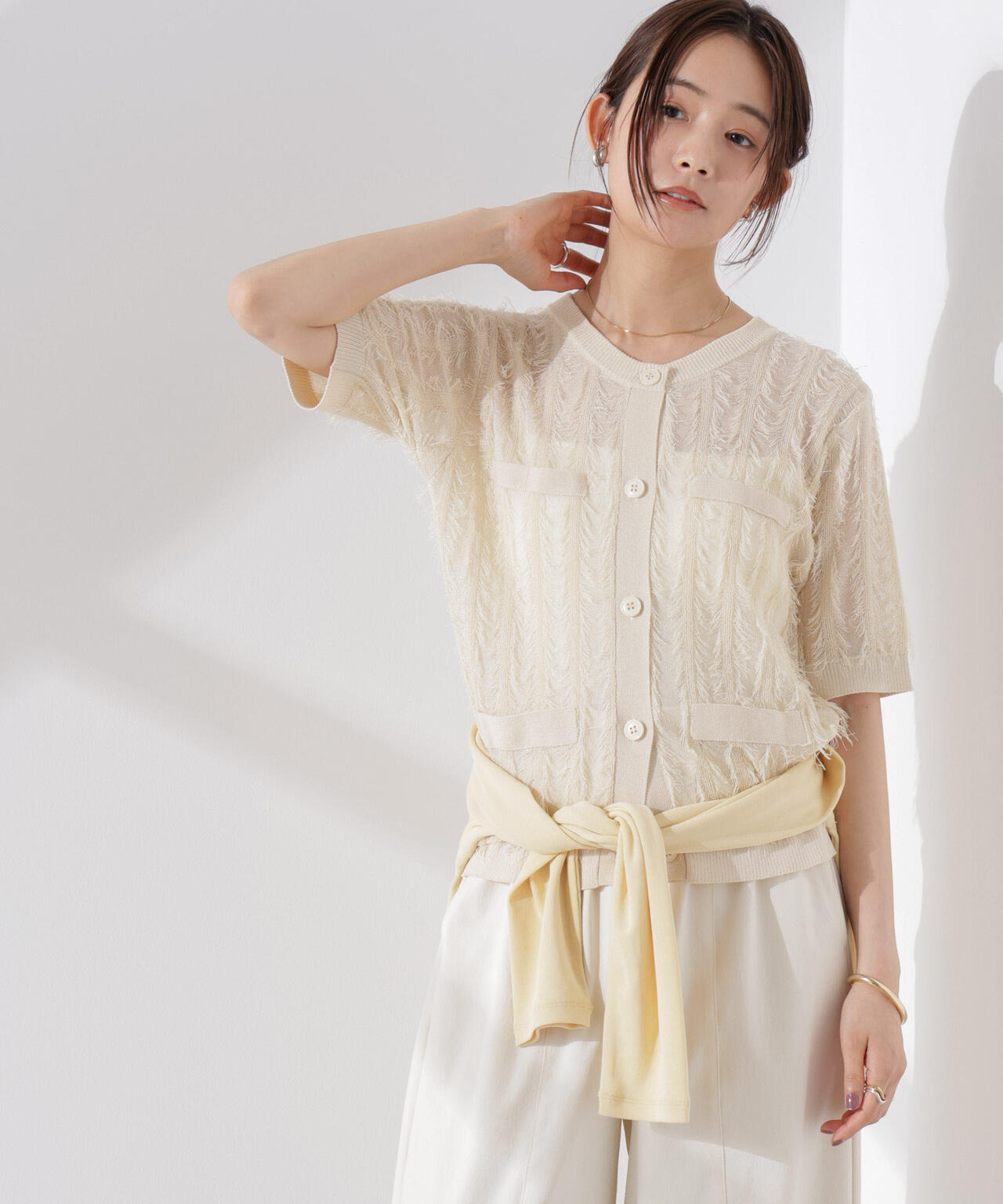 カットフリンジニットカーディガン 6735122337