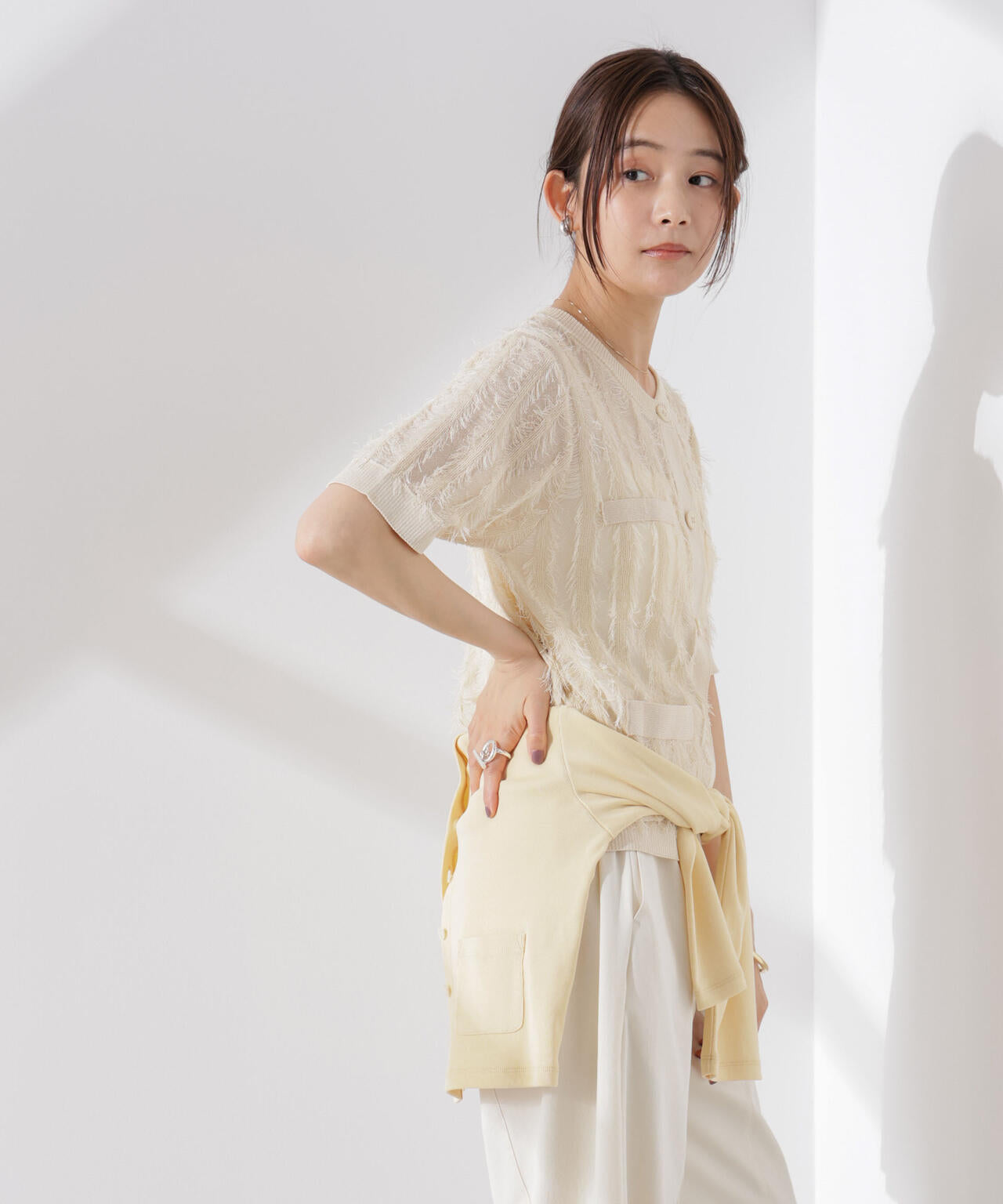 カットフリンジニットカーディガン 6735122337