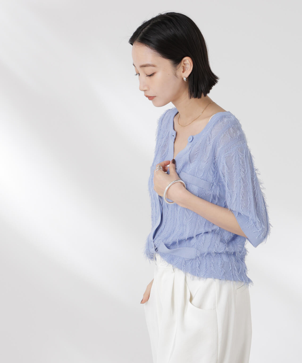 カットフリンジニットカーディガン 6735122337