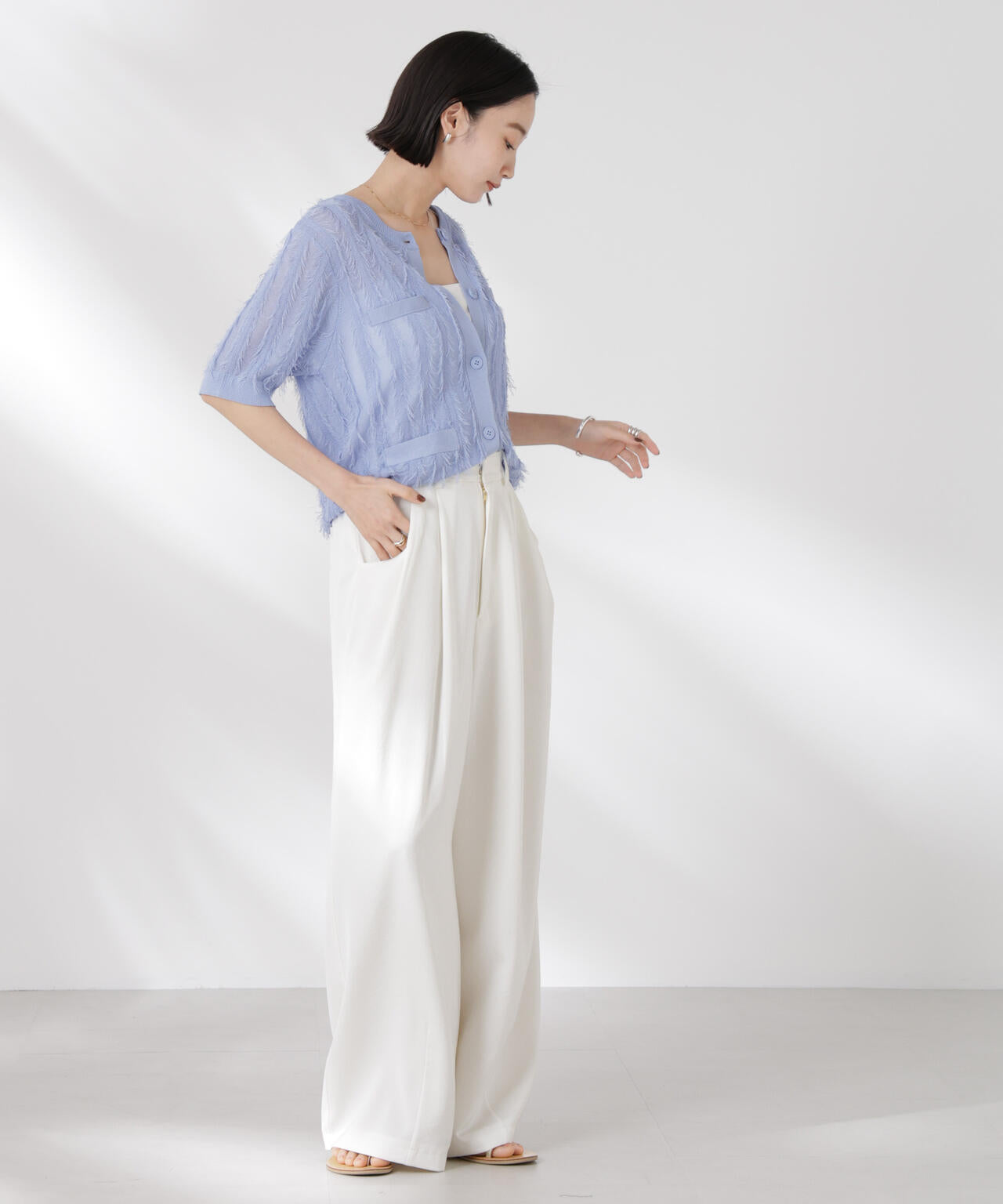 カットフリンジニットカーディガン 6735122337