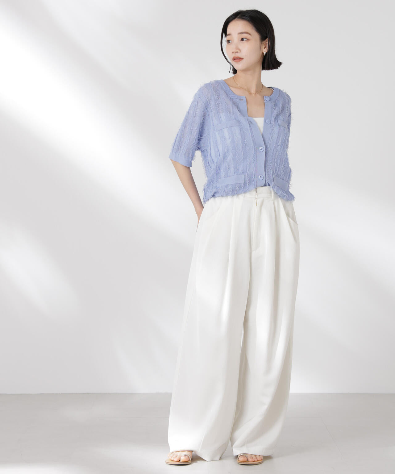 カットフリンジニットカーディガン 6735122337