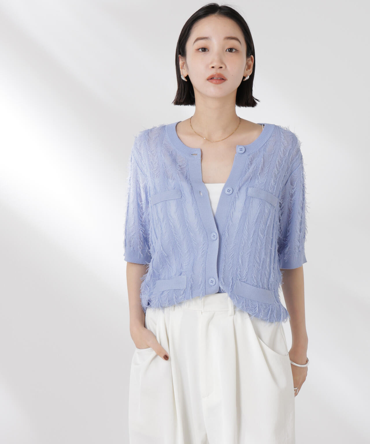 カットフリンジニットカーディガン 6735122337