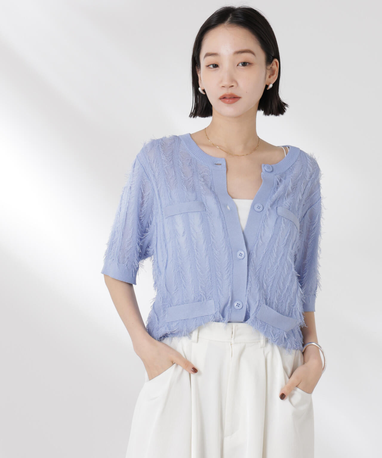 カットフリンジニットカーディガン 6735122337