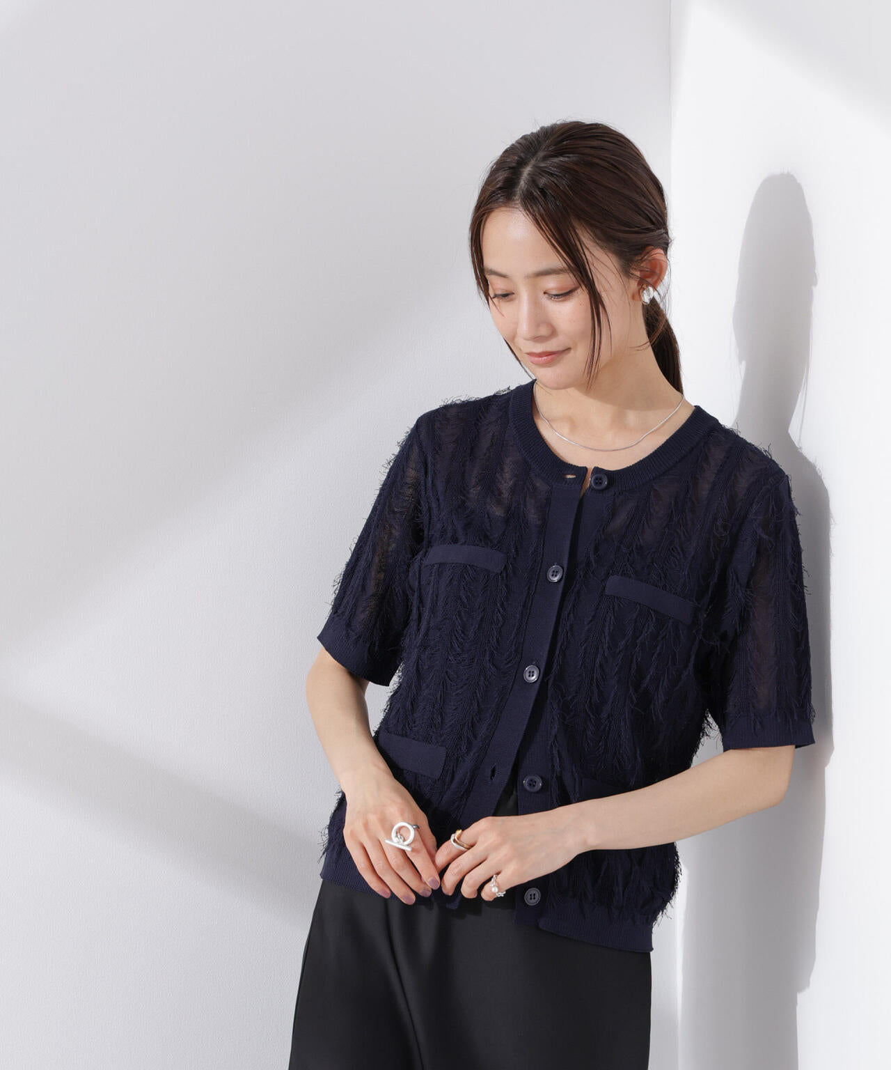 カットフリンジニットカーディガン 6735122337