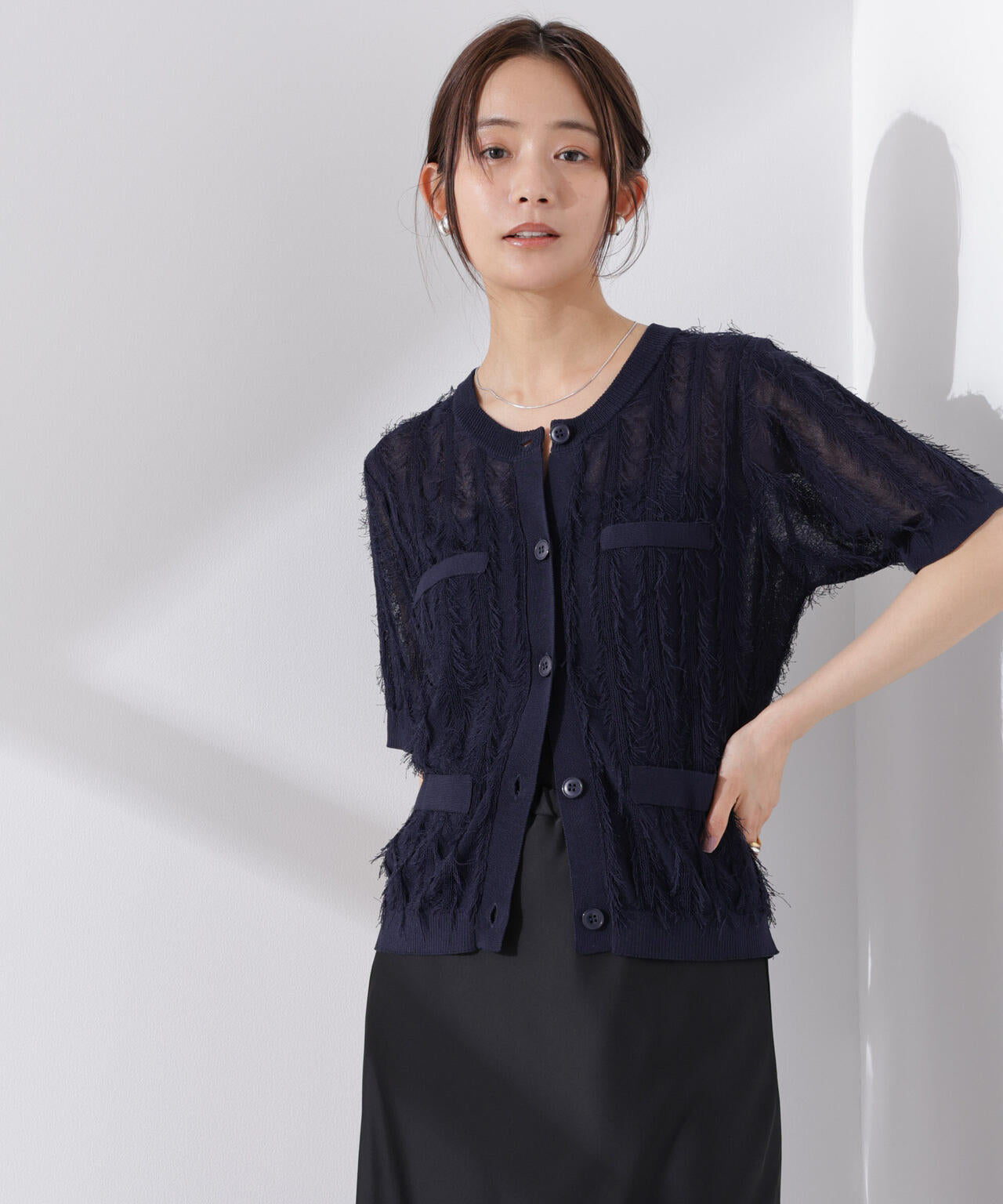 カットフリンジニットカーディガン 6735122337