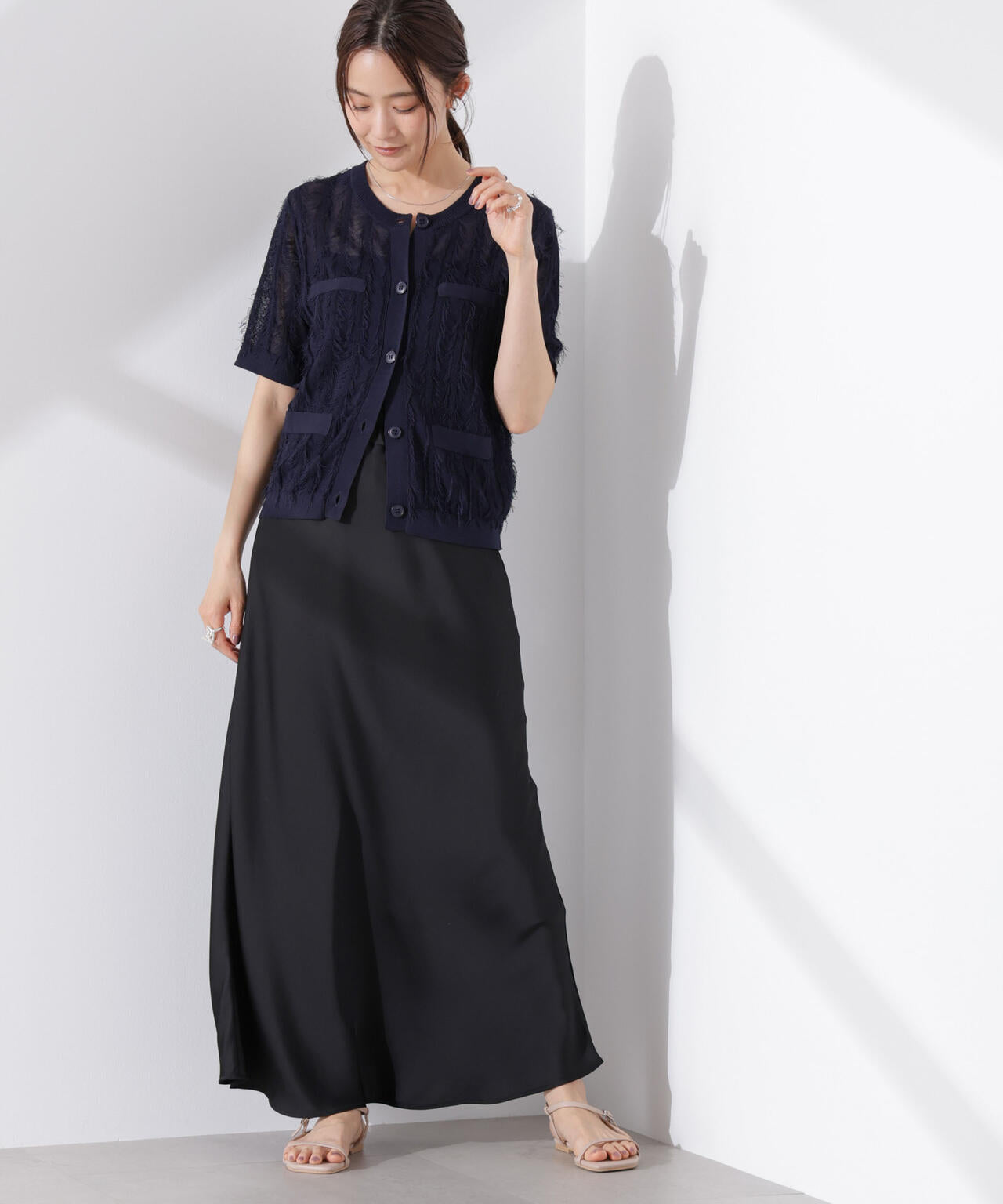 カットフリンジニットカーディガン 6735122337