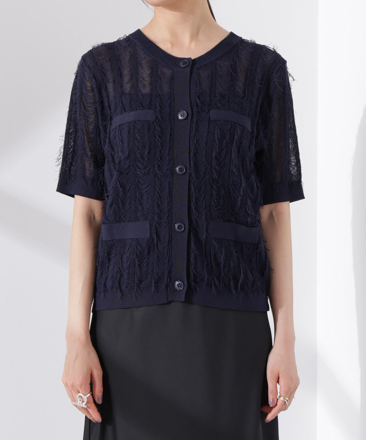 カットフリンジニットカーディガン 6735122337