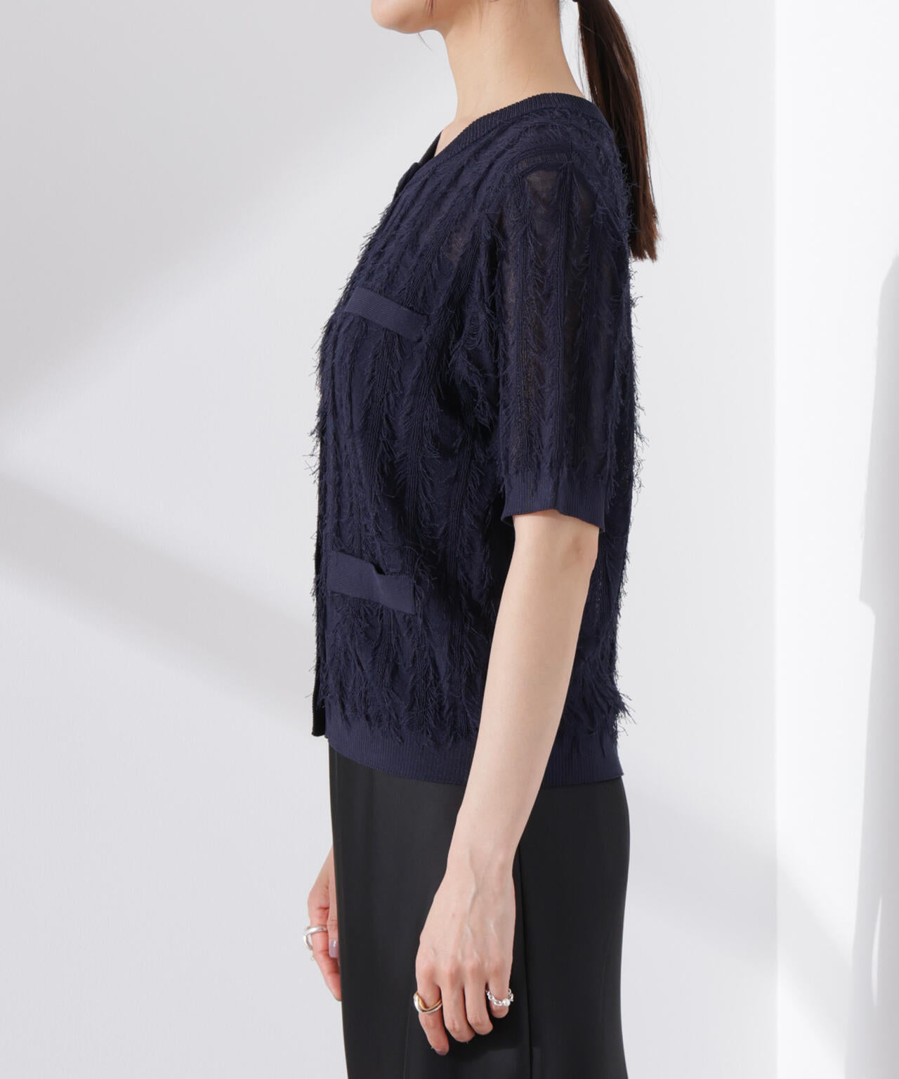 カットフリンジニットカーディガン 6735122337
