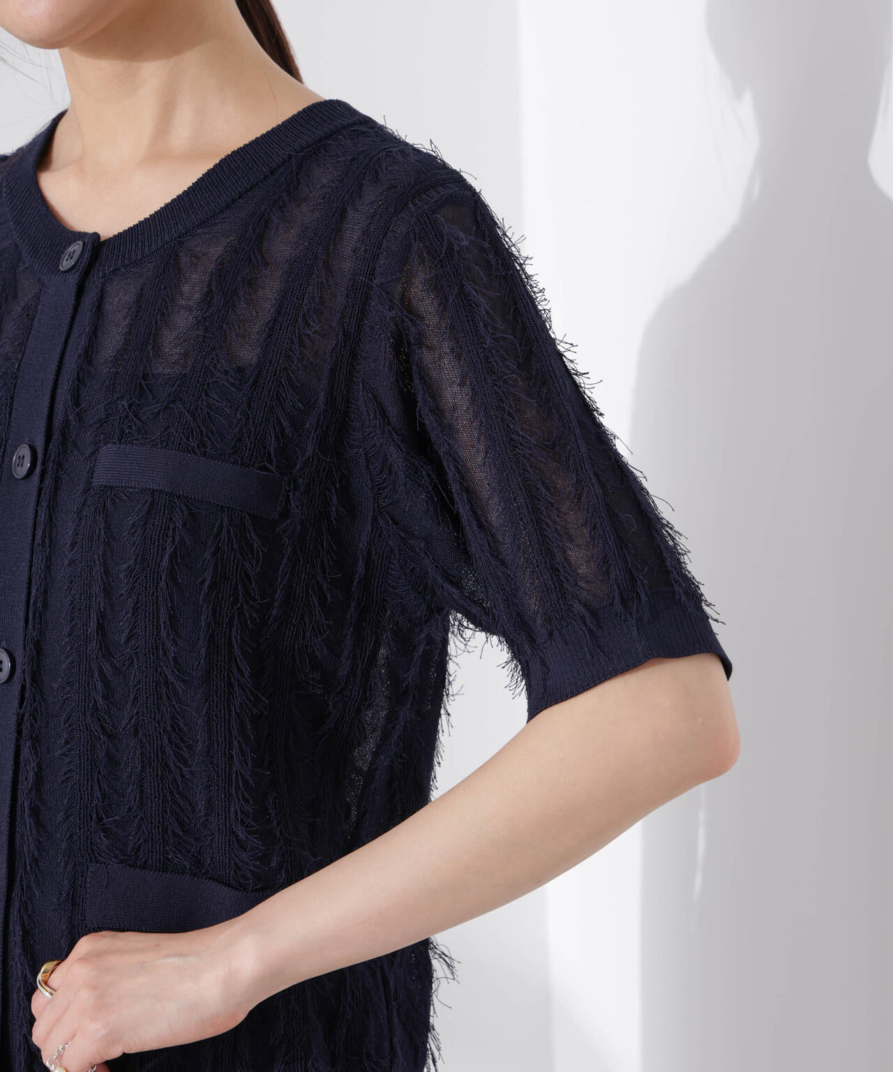 カットフリンジニットカーディガン 6735122337