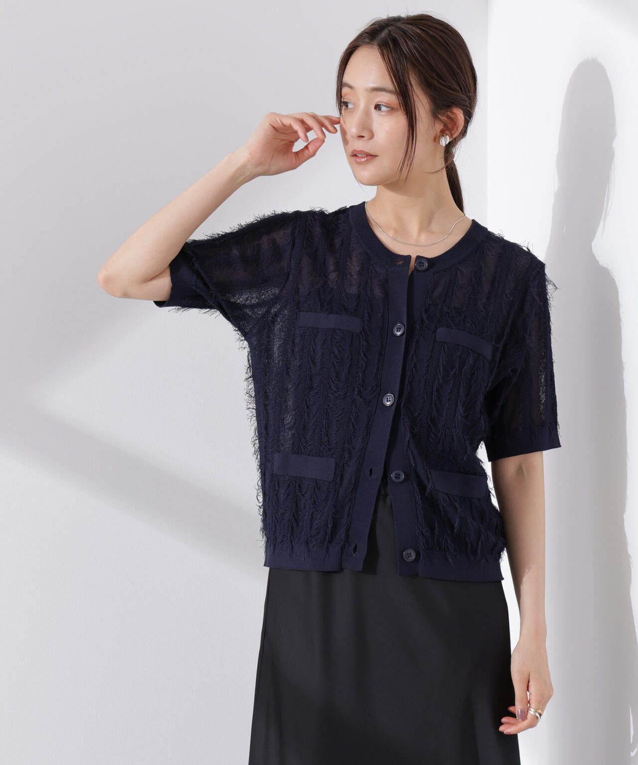 カットフリンジニットカーディガン 6735122337