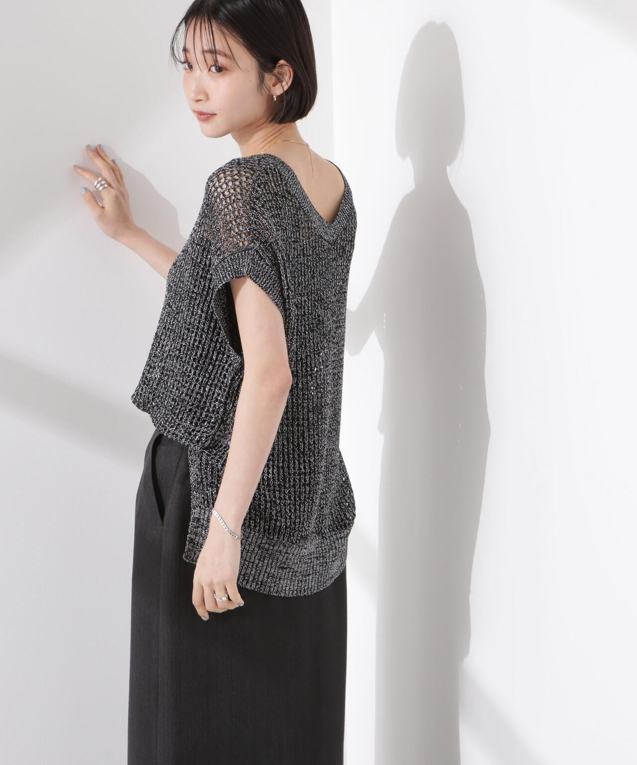 ラメメッシュノースリーブニット (セットアップ可) 6735122339