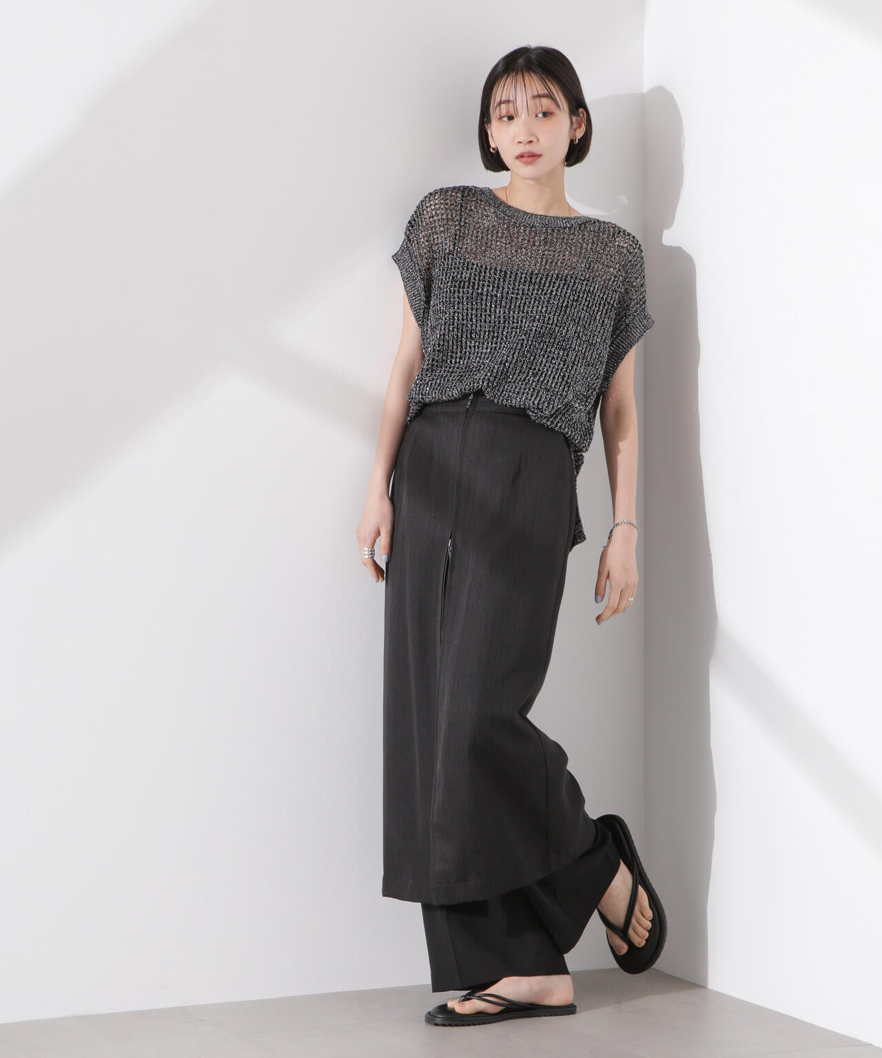 ラメメッシュノースリーブニット (セットアップ可) 6735122339