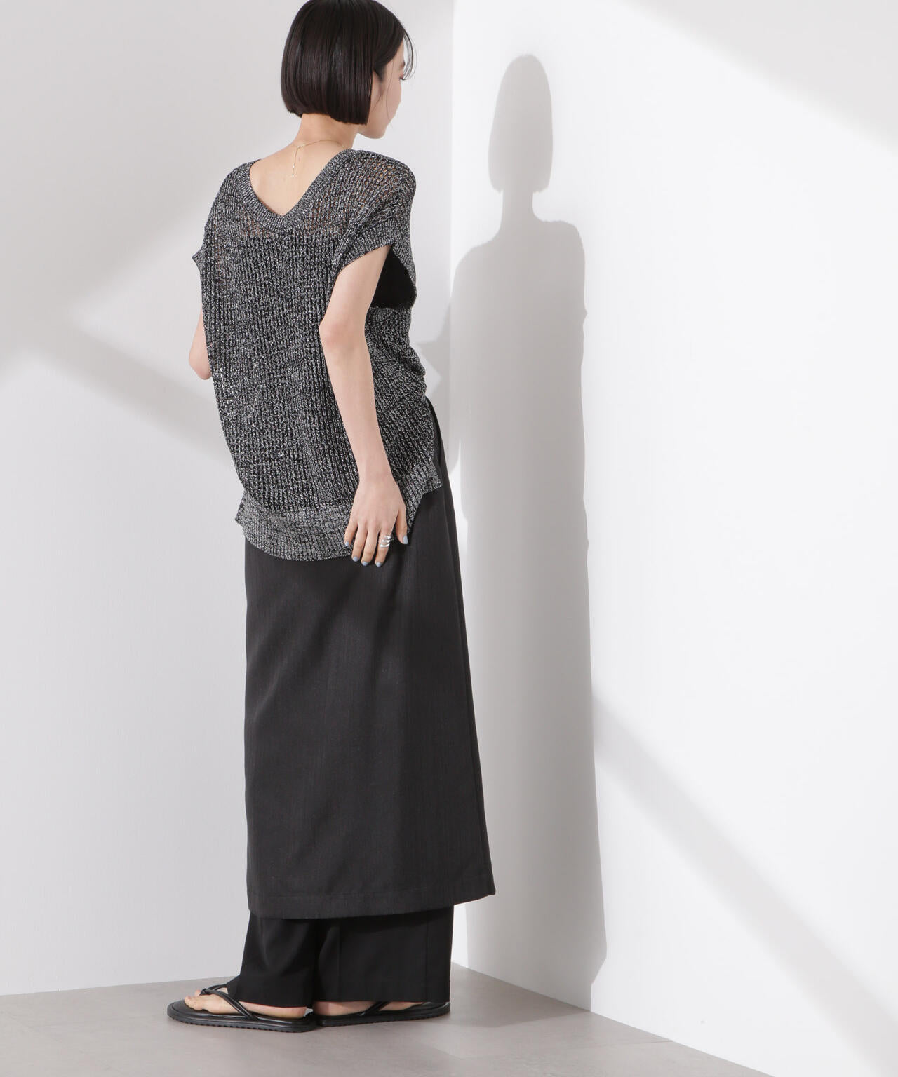 ラメメッシュノースリーブニット (セットアップ可) 6735122339