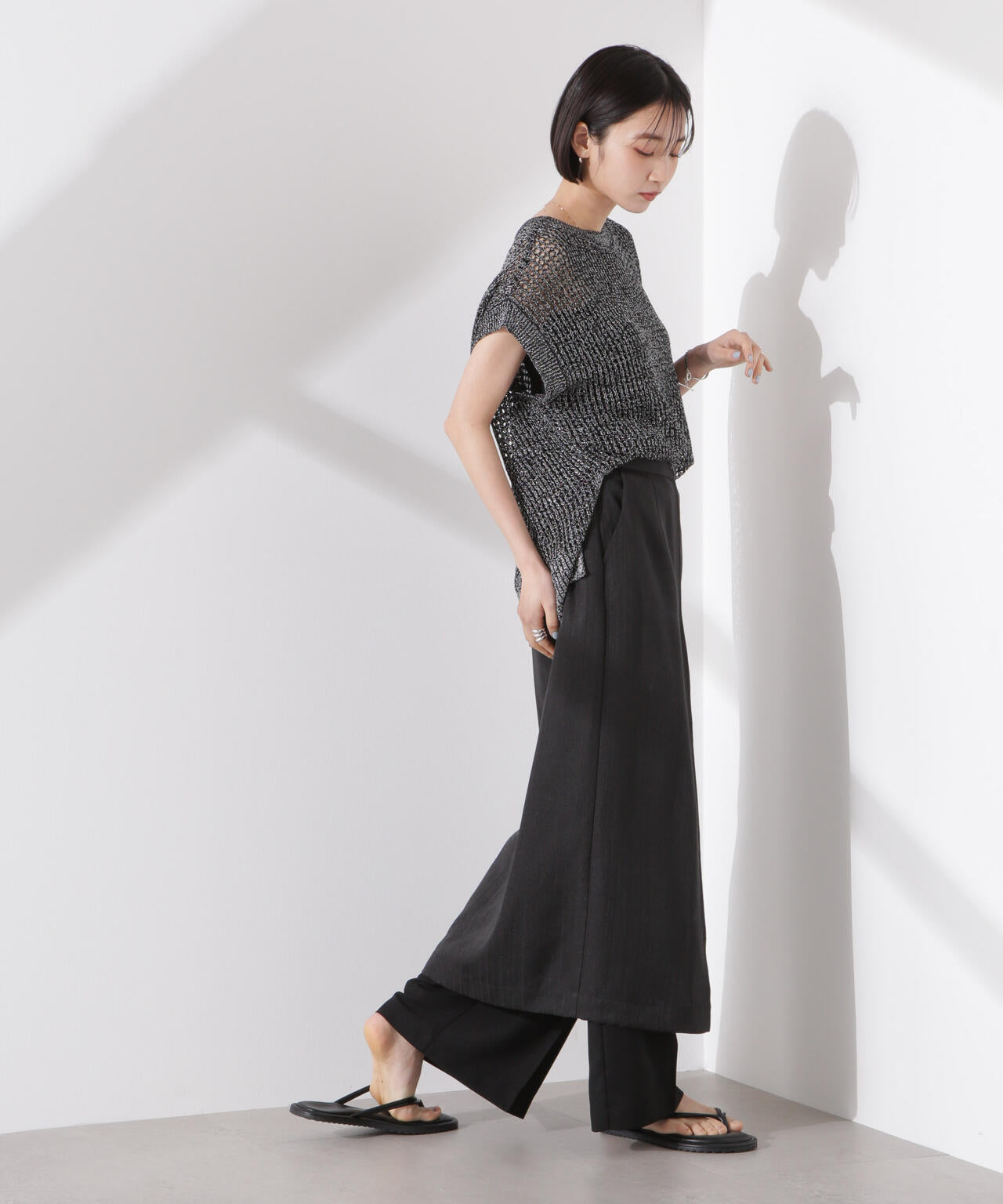 ラメメッシュノースリーブニット (セットアップ可) 6735122339