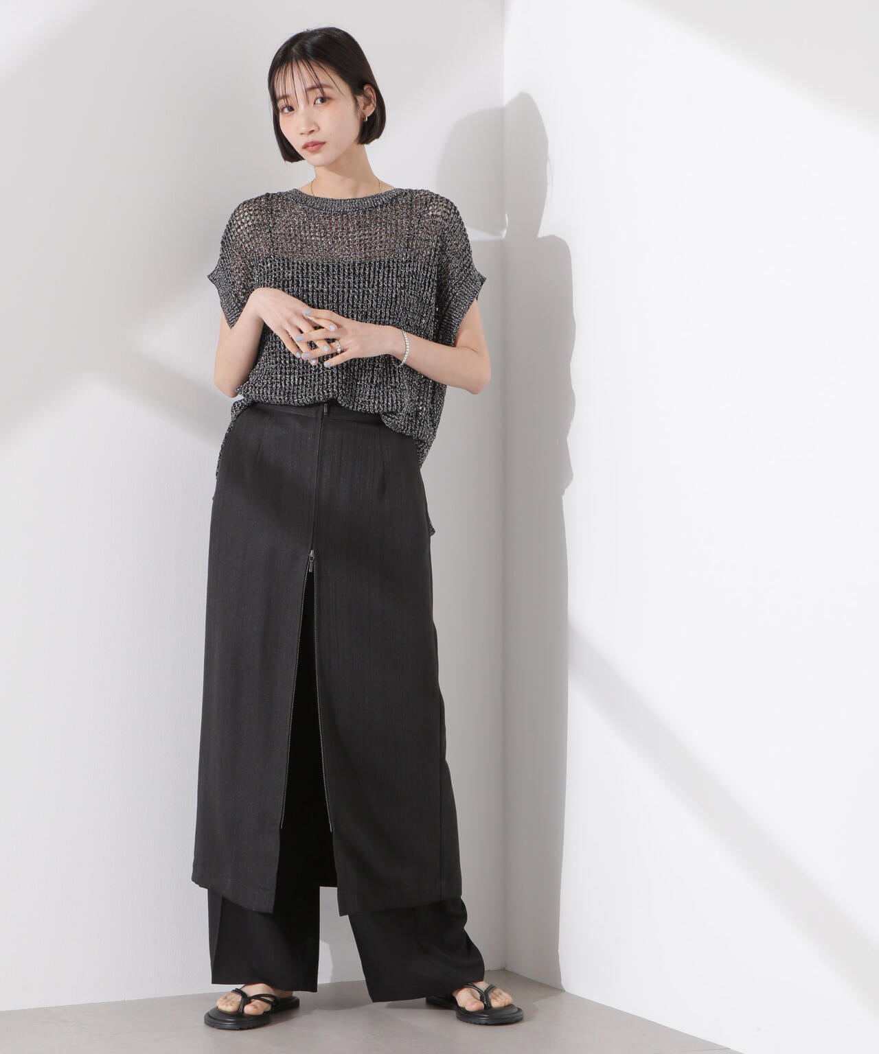 ラメメッシュノースリーブニット (セットアップ可) 6735122339