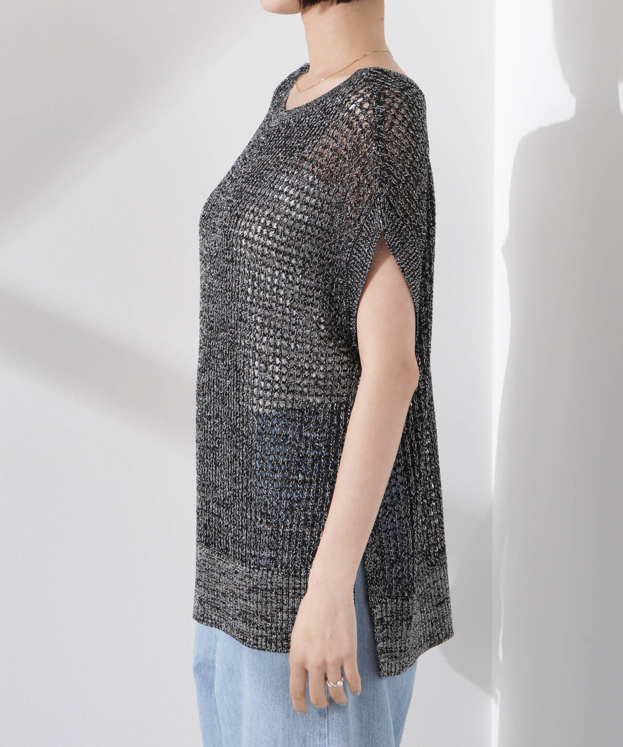 ラメメッシュノースリーブニット (セットアップ可) 6735122339