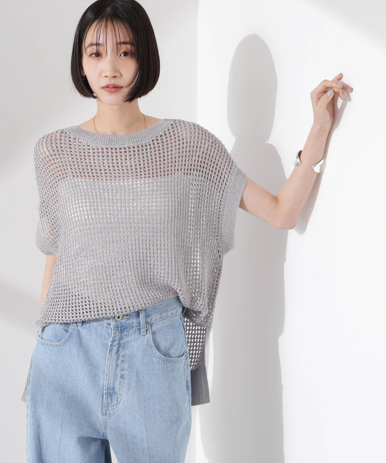 ラメメッシュノースリーブニット (セットアップ可) 6735122339