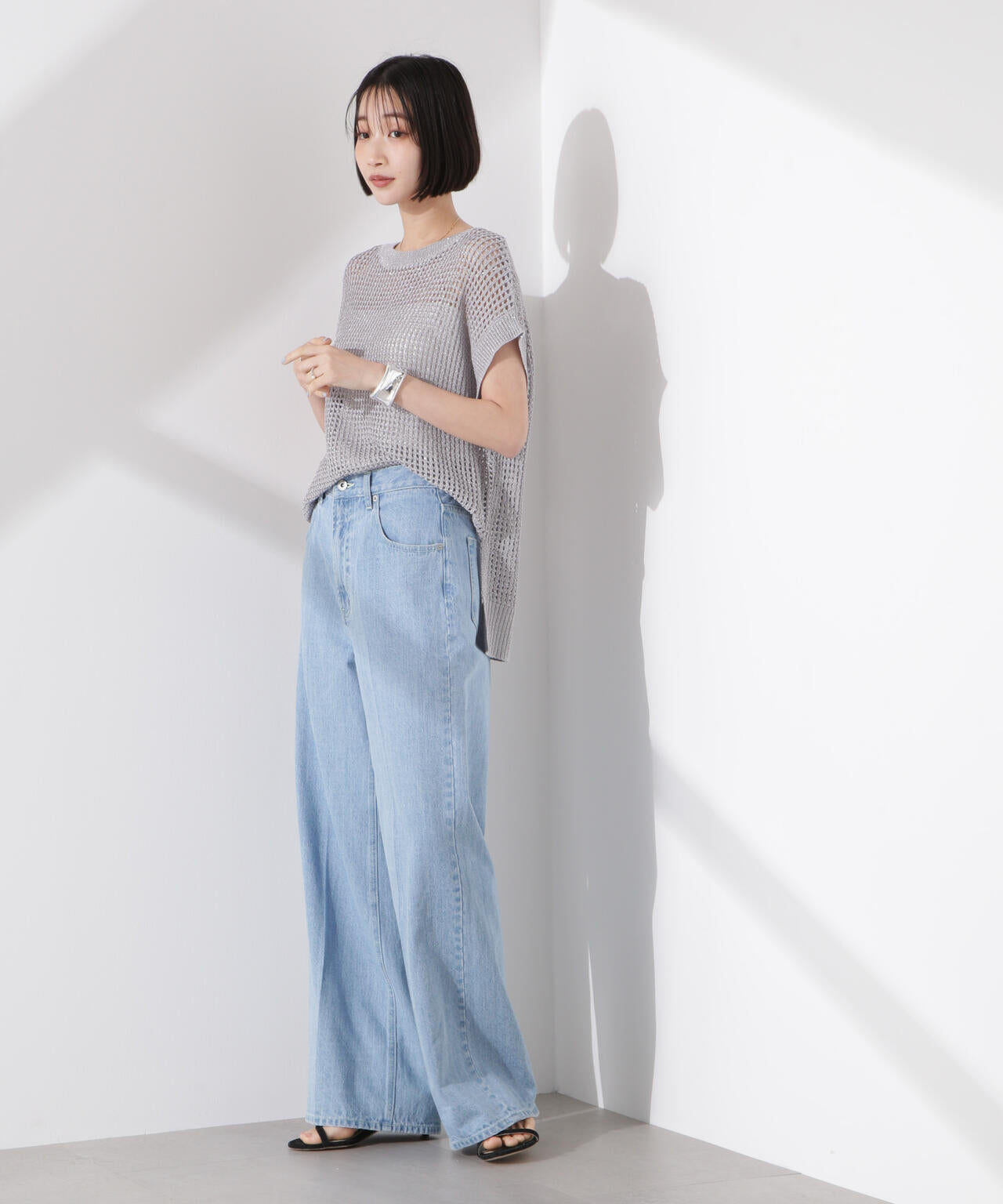 ラメメッシュノースリーブニット (セットアップ可) 6735122339