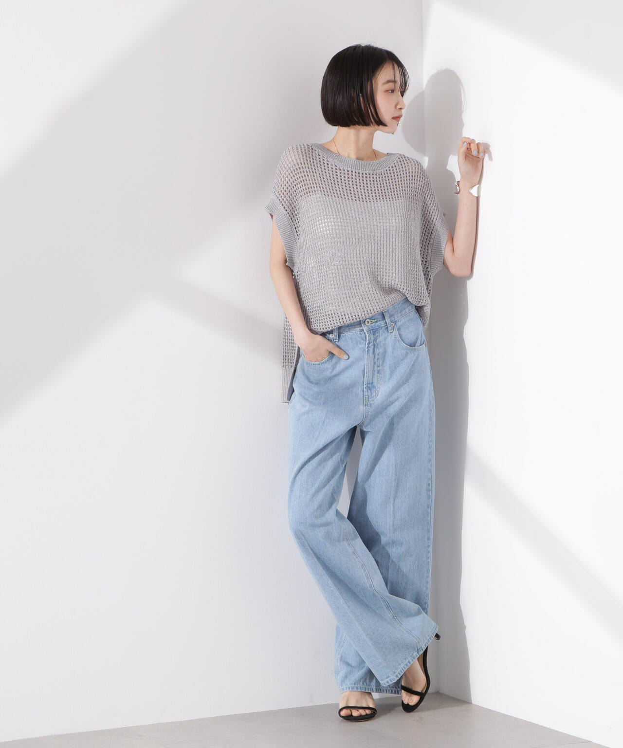 ラメメッシュノースリーブニット (セットアップ可) 6735122339