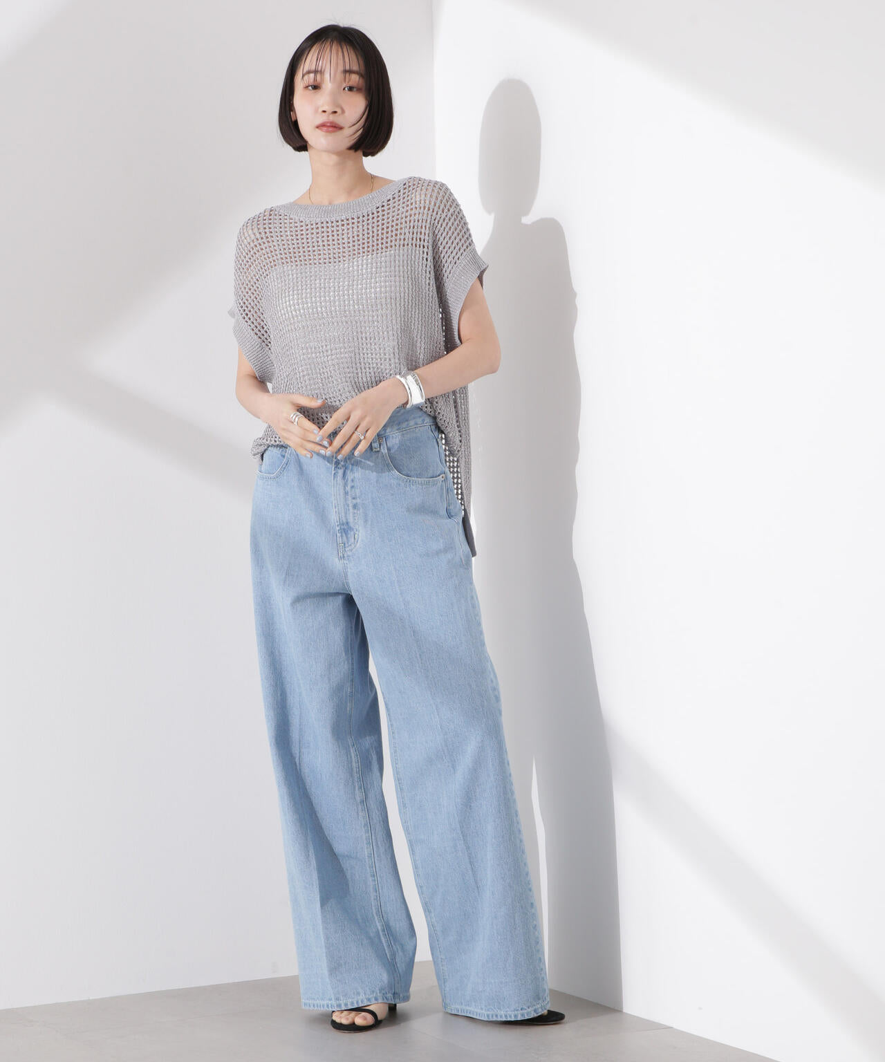 ラメメッシュノースリーブニット (セットアップ可) 6735122339