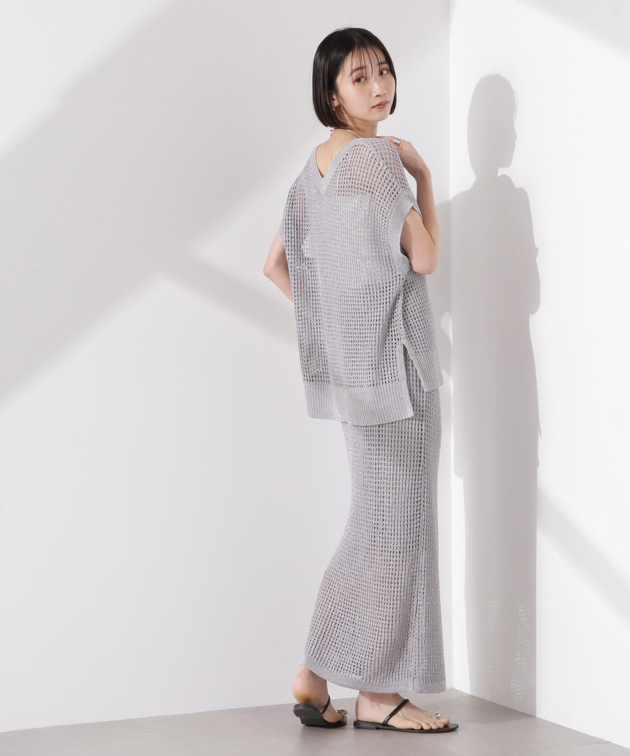 ラメメッシュノースリーブニット (セットアップ可) 6735122339