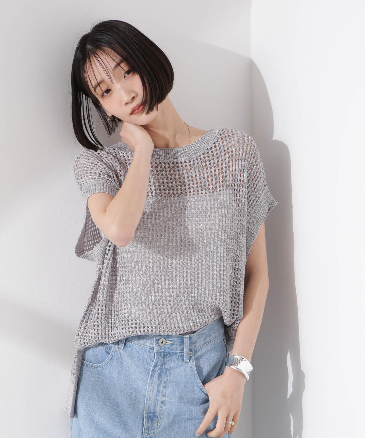 ラメメッシュノースリーブニット (セットアップ可) 6735122339