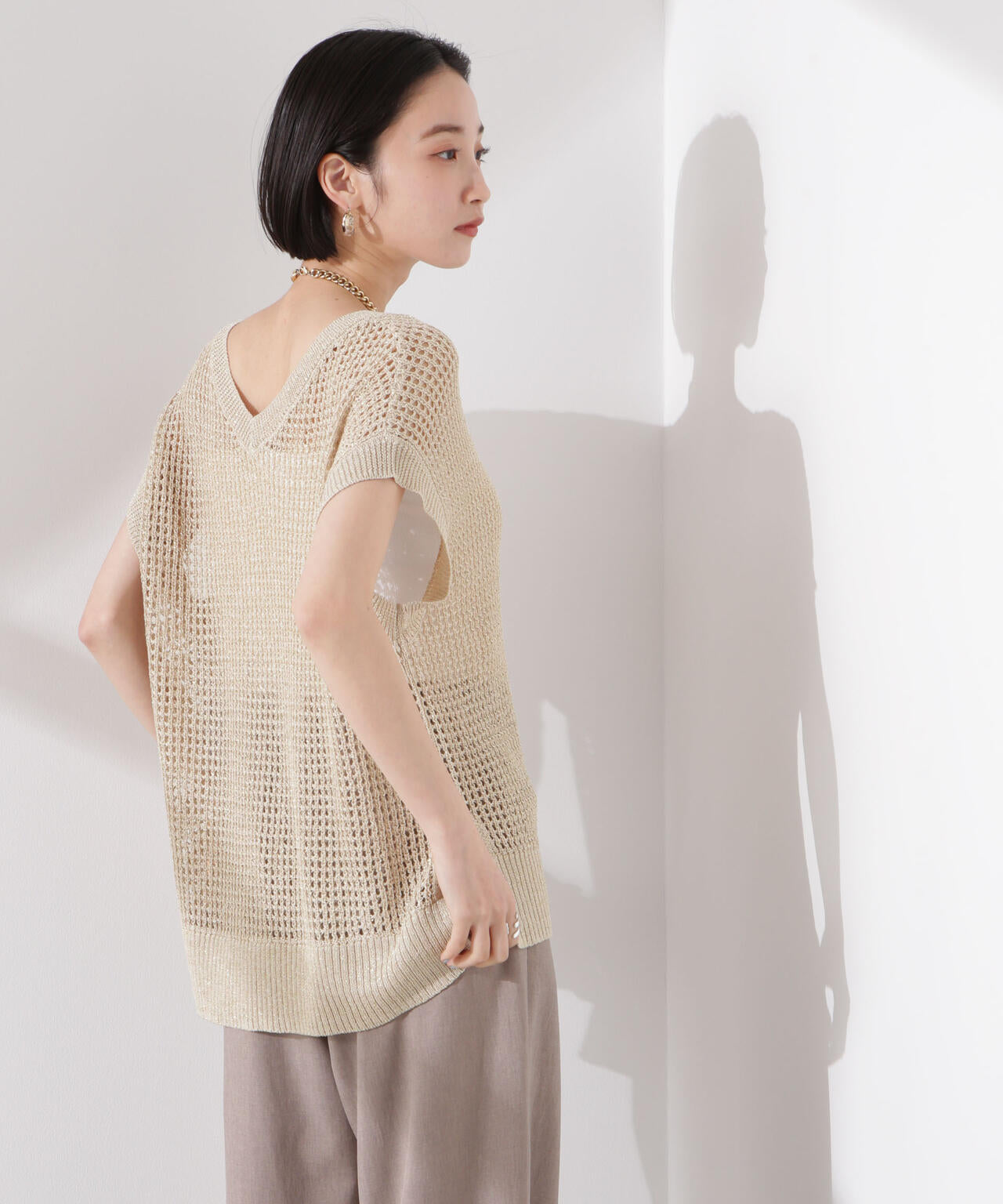 ラメメッシュノースリーブニット (セットアップ可) 6735122339