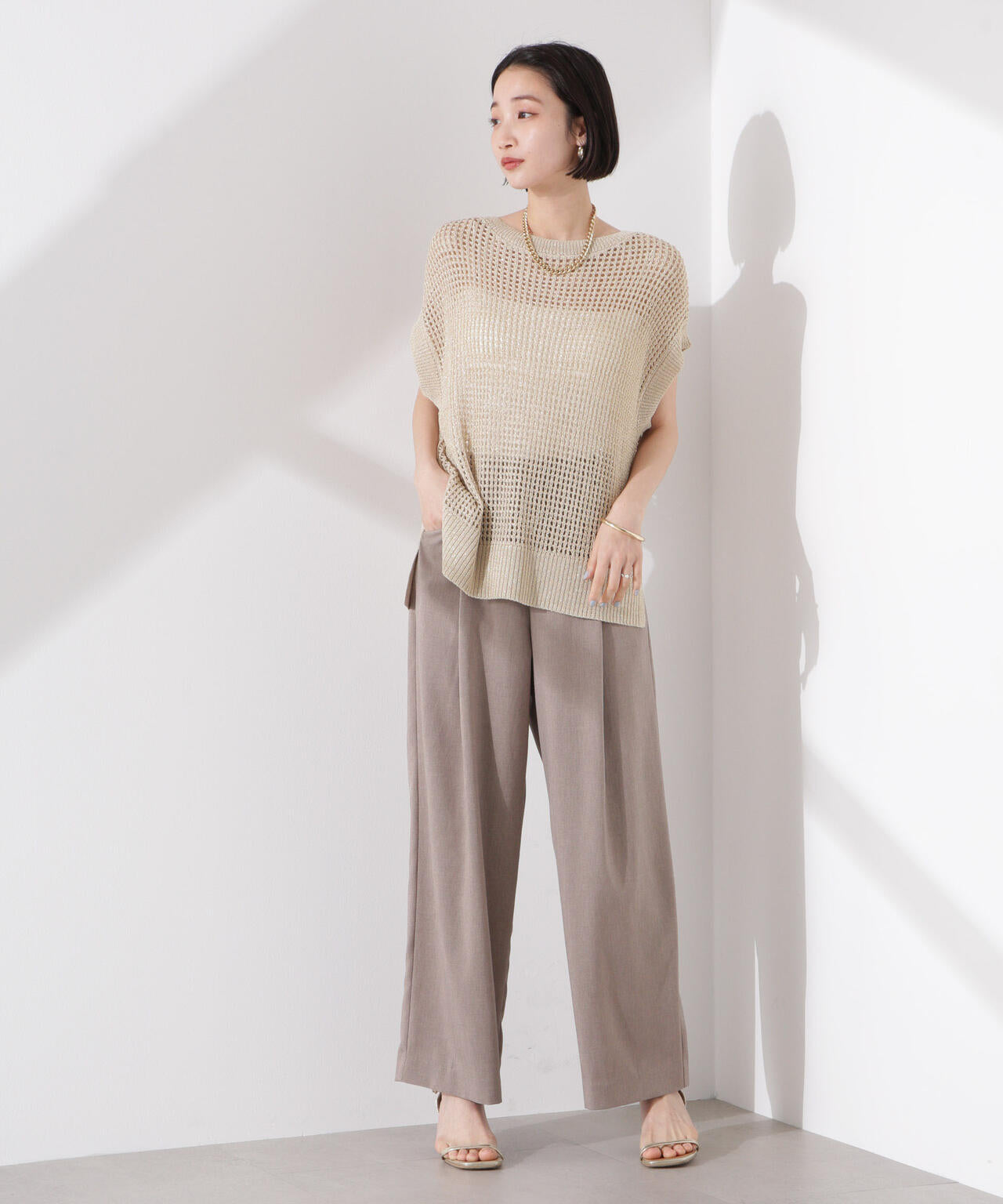 ラメメッシュノースリーブニット (セットアップ可) 6735122339