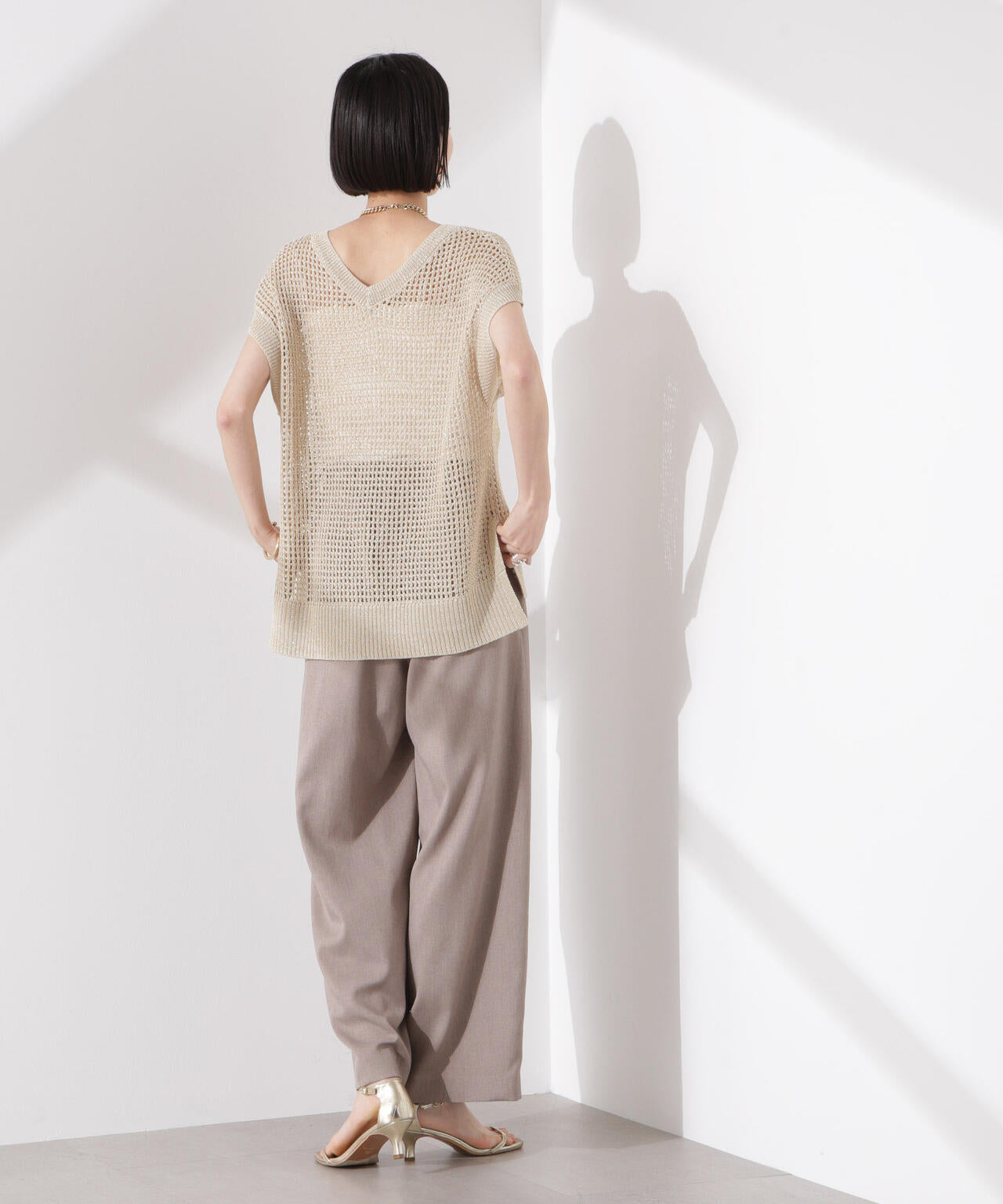 ラメメッシュノースリーブニット (セットアップ可) 6735122339